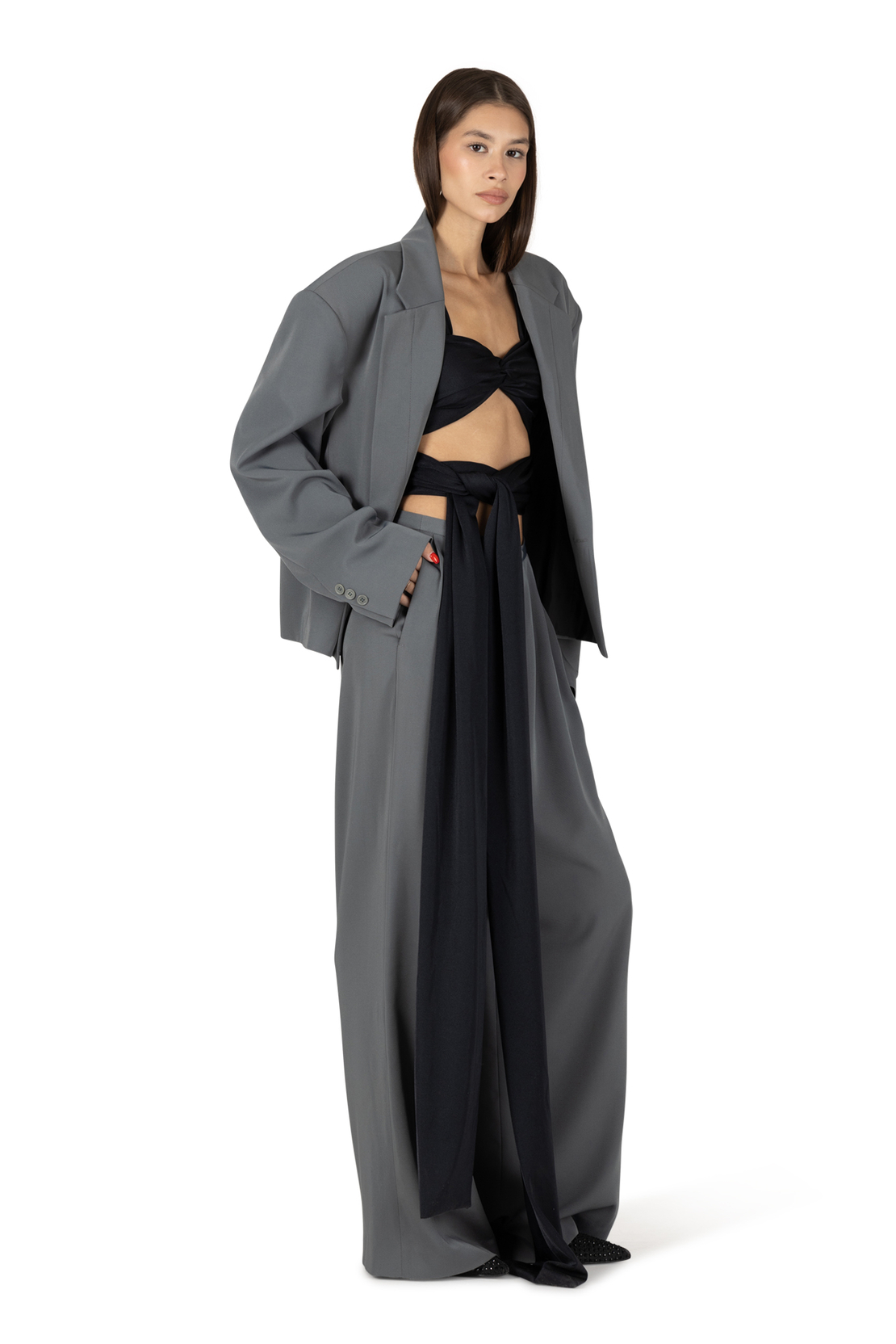 Salma Grey Oversize Blazer