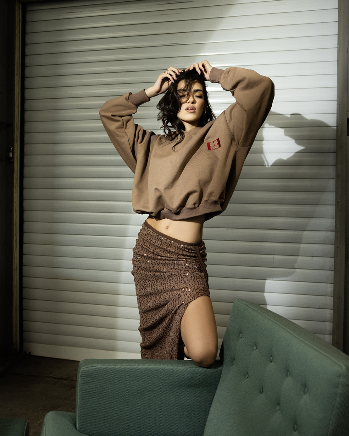Caramel crop hoodie
