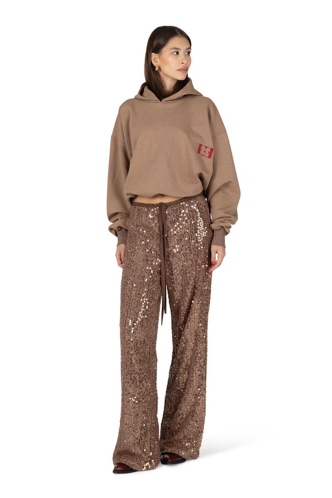 Sequins caramel pants
