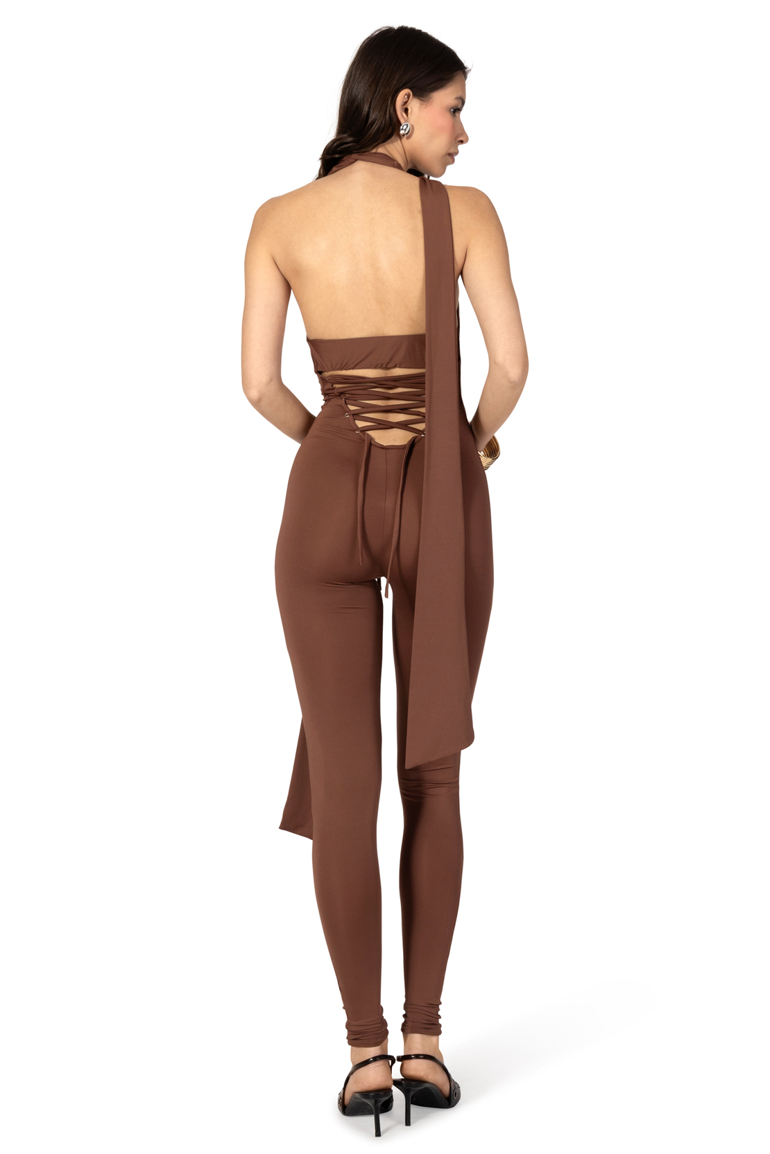MOCHA WRAP CATSUIT