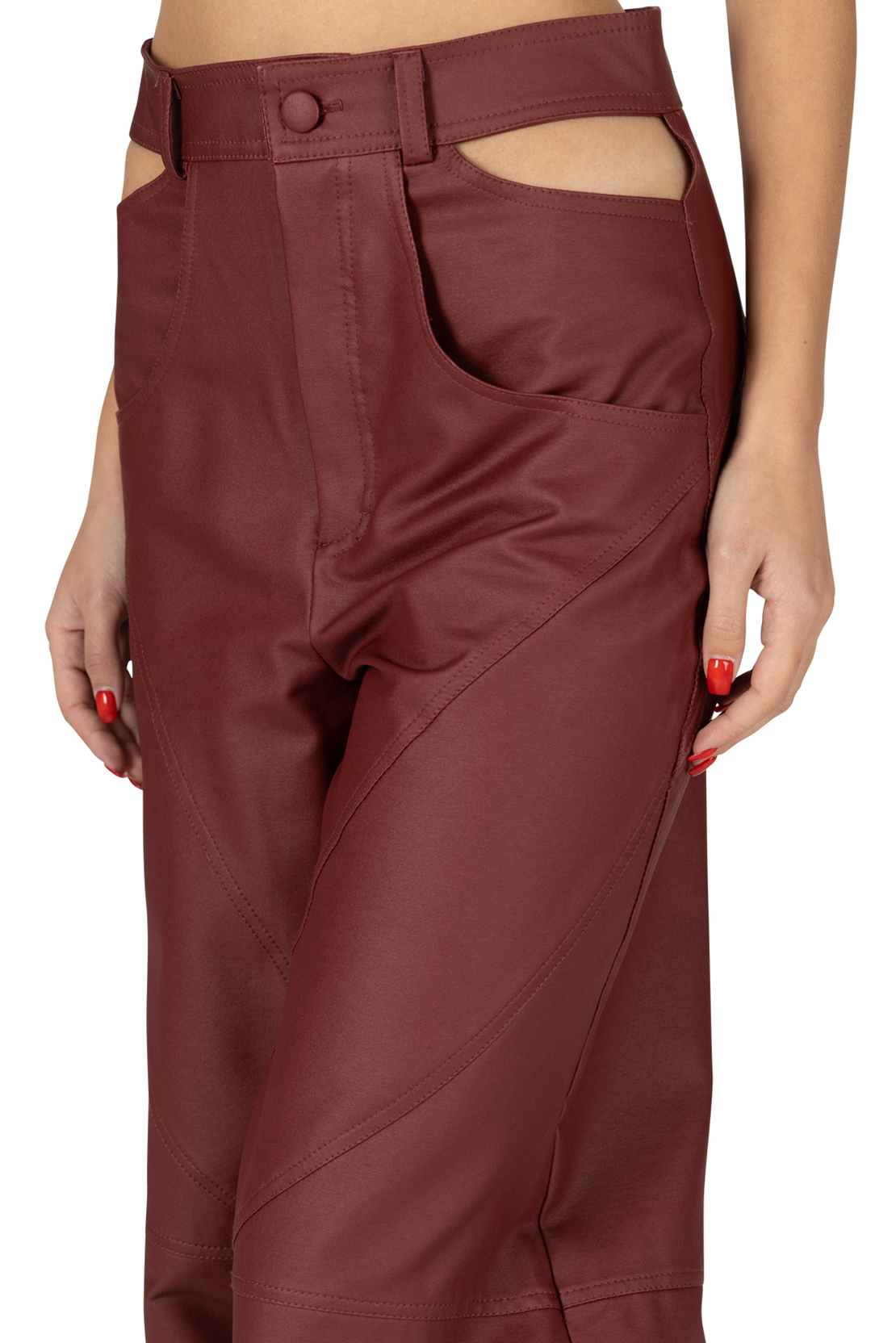 Claret cut out pants