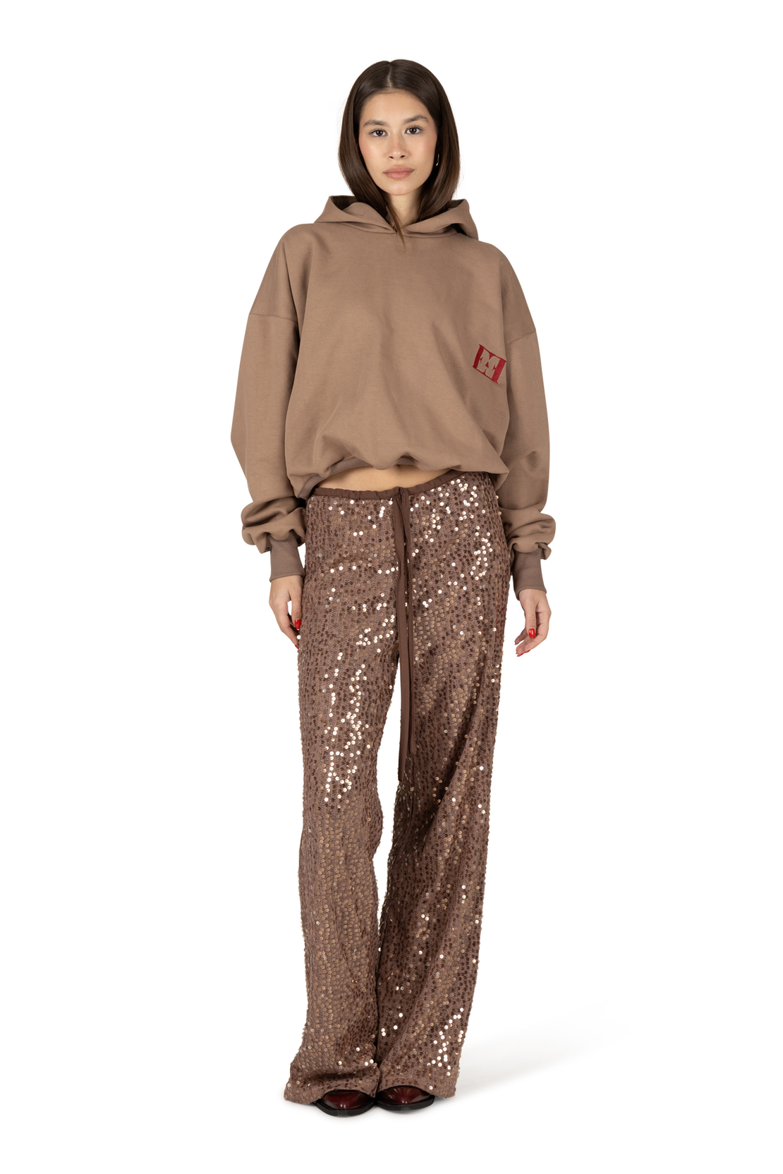 Sequins caramel pants