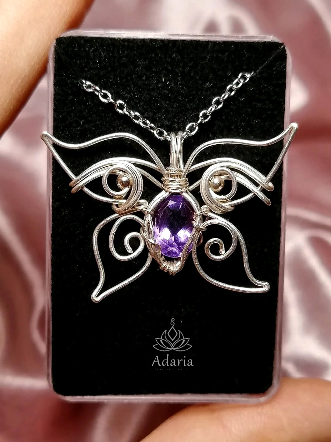 Сребърно колие с Аметист