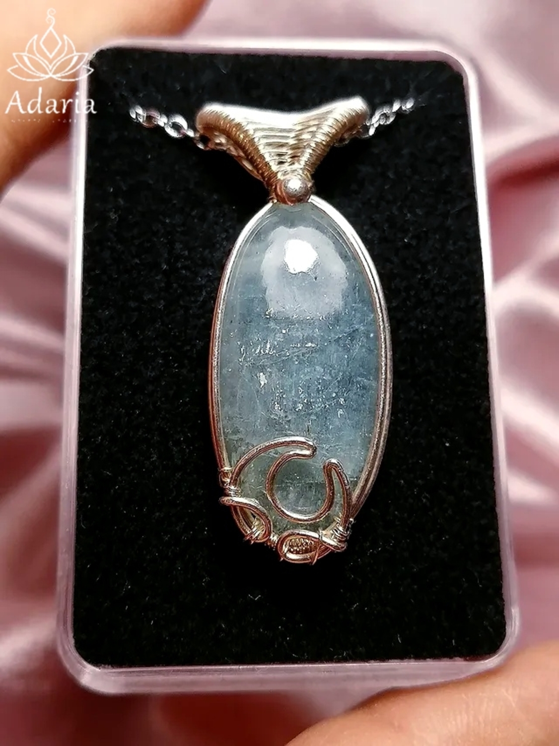 Сребърно колие с Аквамарин