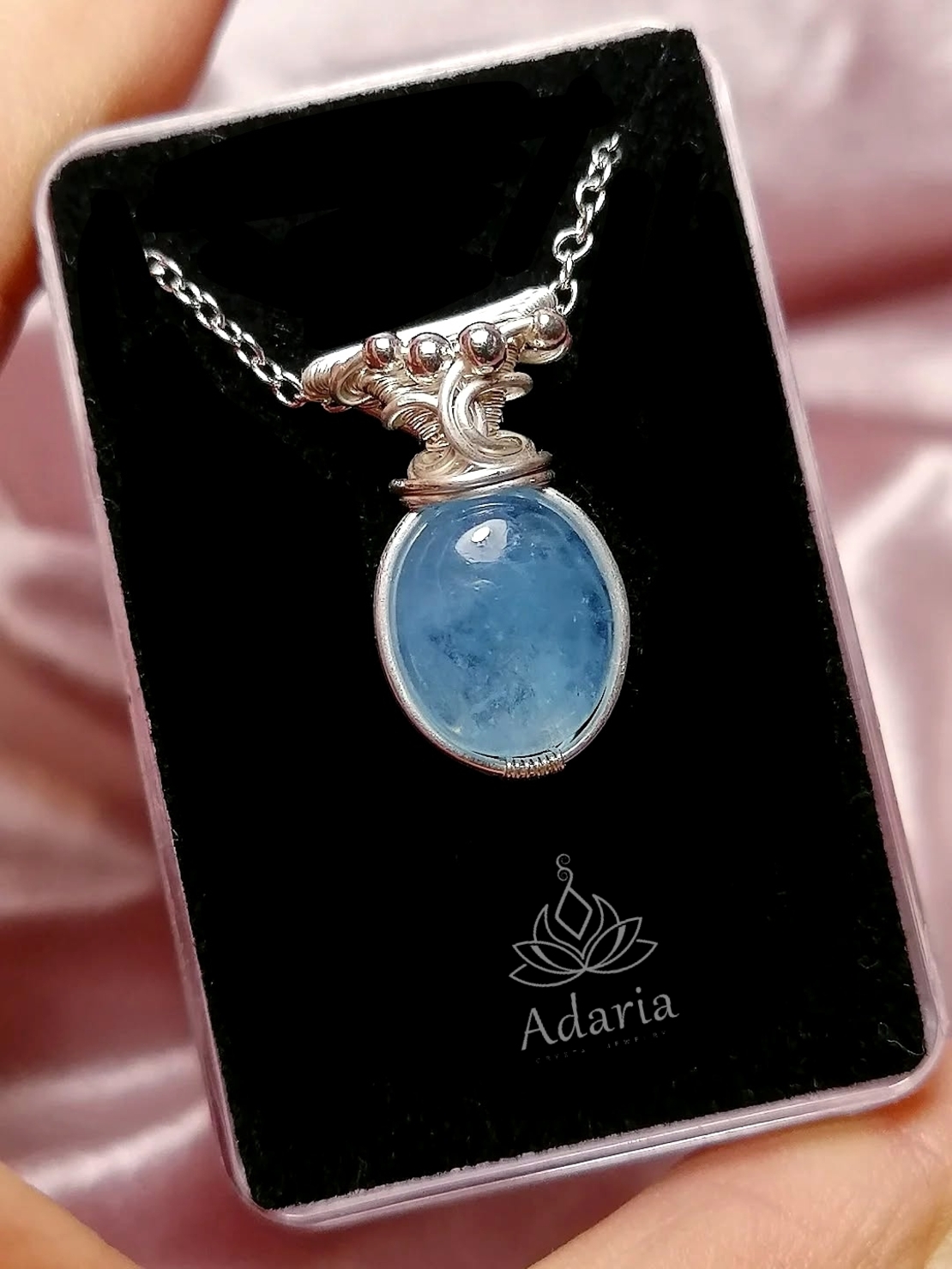 Сребърно колие с Аквамарин