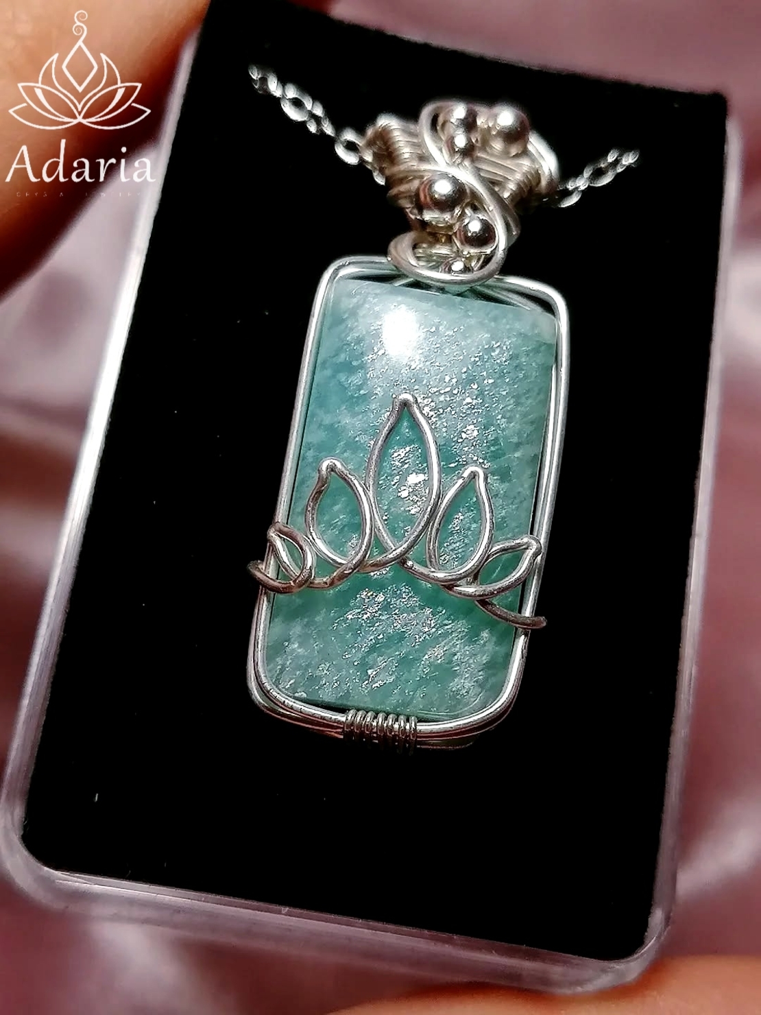 Сребърно колие с Амазонит