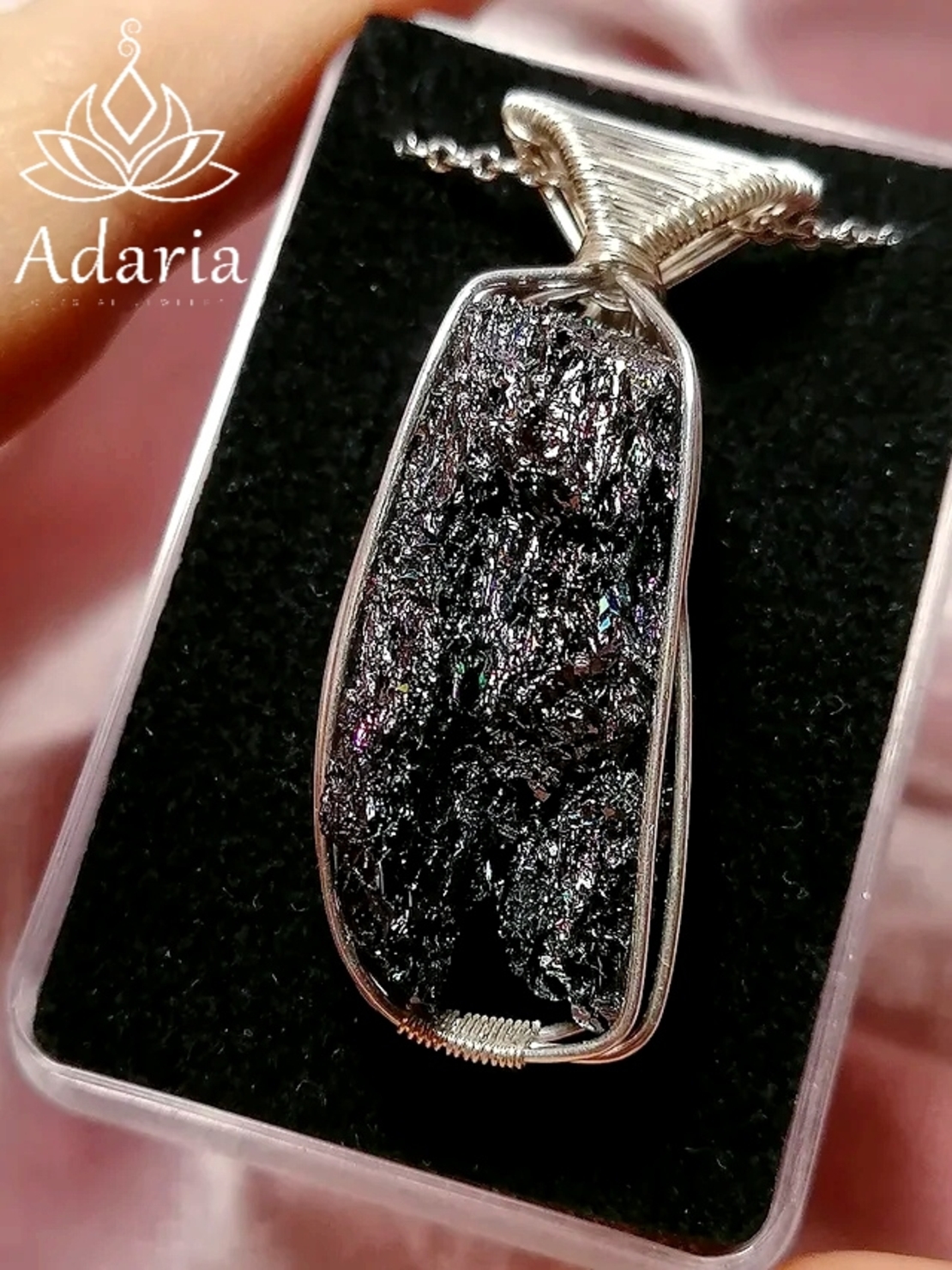 Сребърно колие с Карборунд