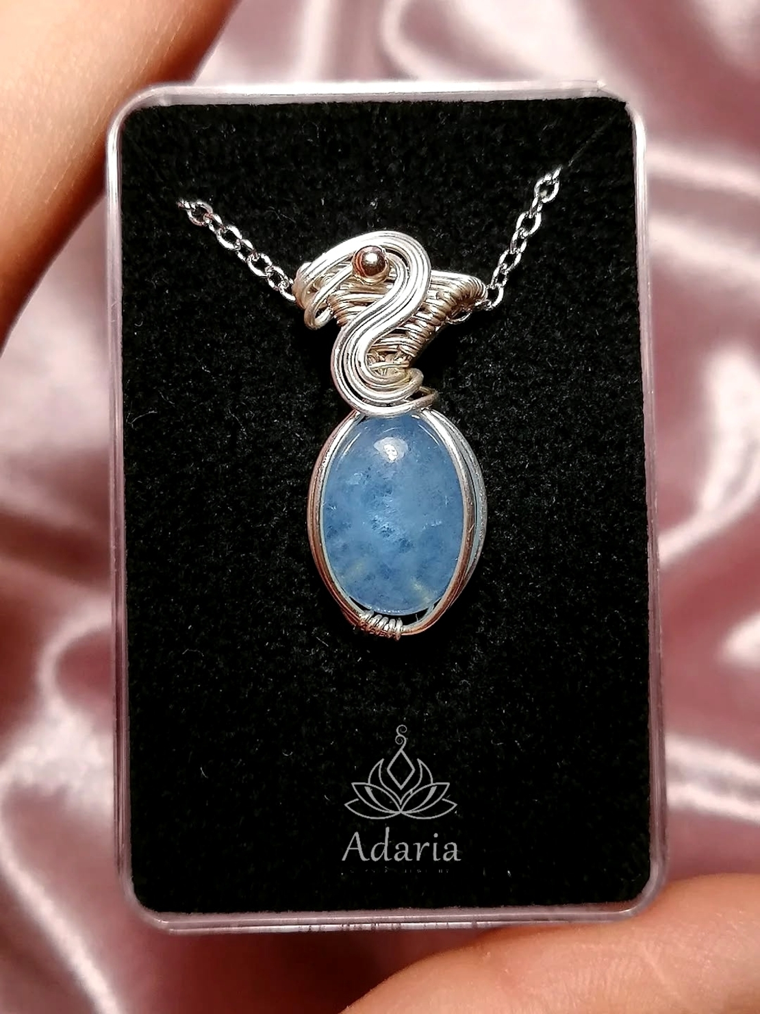 Сребърно колие с Аквамарин