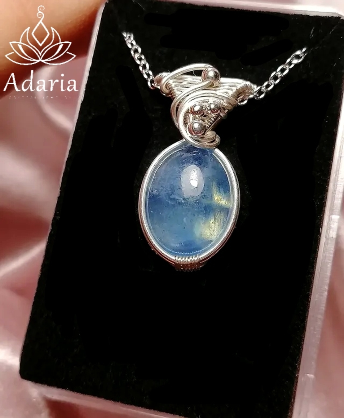 Сребърно колие с Аквамарин