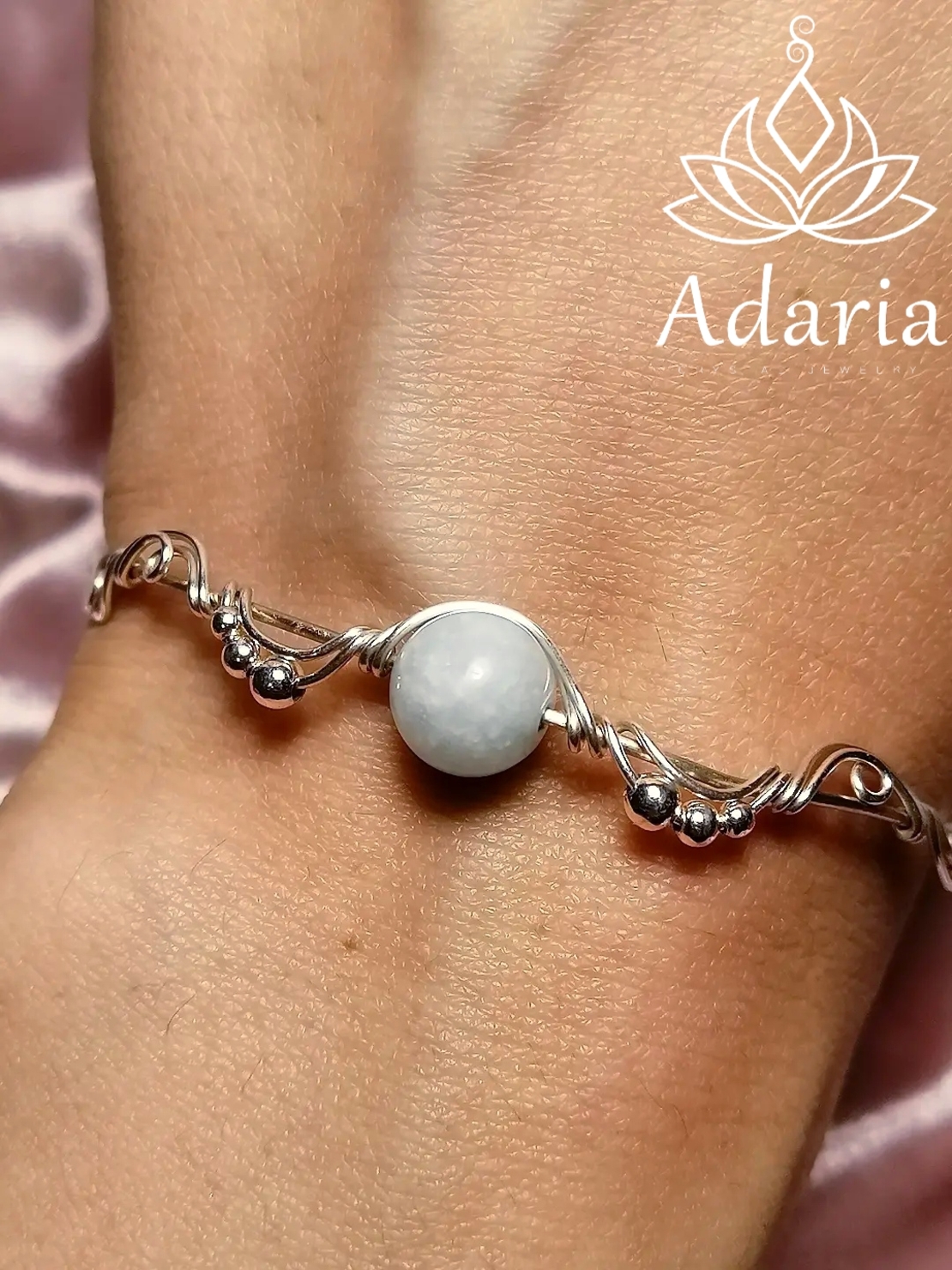 Сребърна гривна с Амазонит 17 см