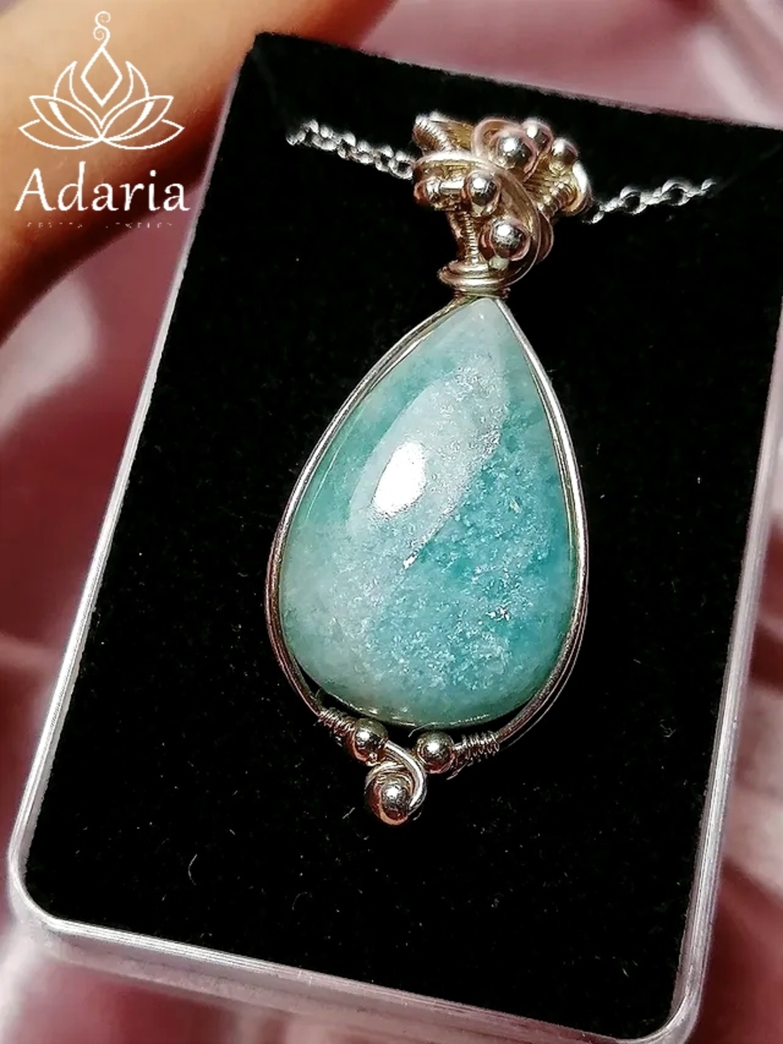 Сребърно колие с Амазонит