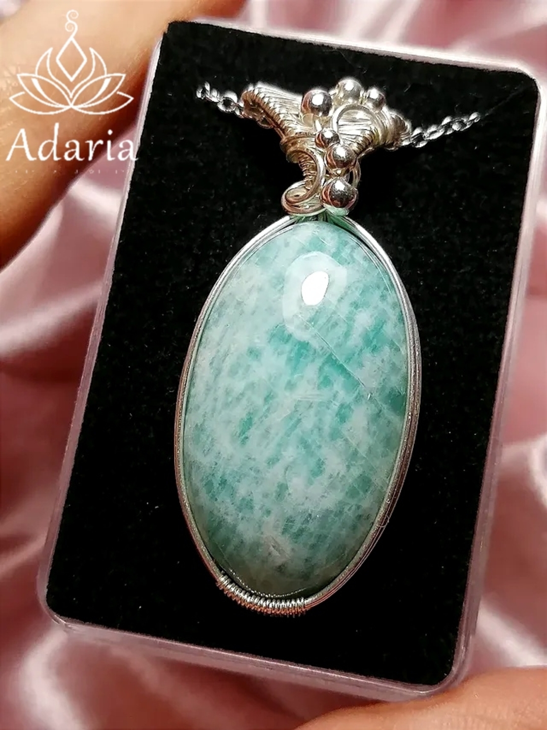 Сребърно колие с Амазонит