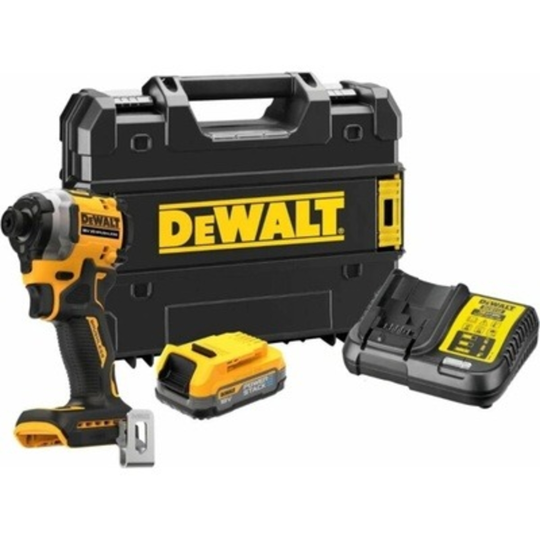 Гайковерт акумулаторен DeWALT с безчетков двигател с 1 батерия и зарядно, 18 V, 1.7 Ah, 206.2 Nm, шестостен, 1/4