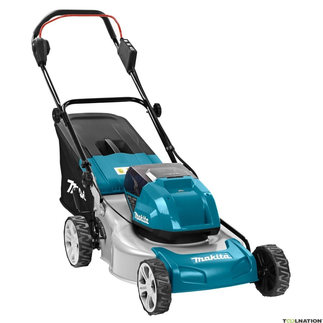 Коса Makita акумулаторна колесна с 2 батерии и зарядно, 36 V, 5 Ah, 460 мм, DLM460PT2