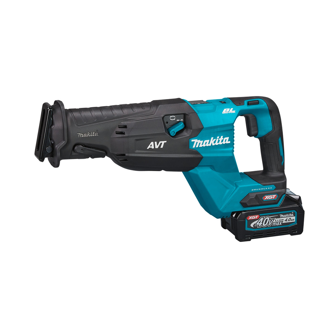 Саблен трион Makita акумулаторен с плавно регулиране с 2 батерии и зарядно, 40 V, 4 Ah, 0-3000 хода/мин, 32 мм, JR002GM201