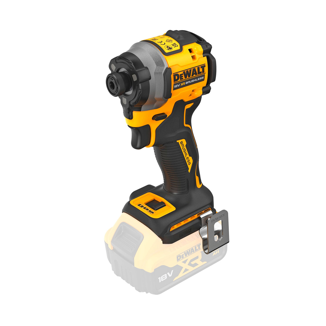 Гайковерт акумулаторен DeWALT с безчетков двигател без батерия и зарядно, 18 V, 206.2 Nm, шестостен, 1/4