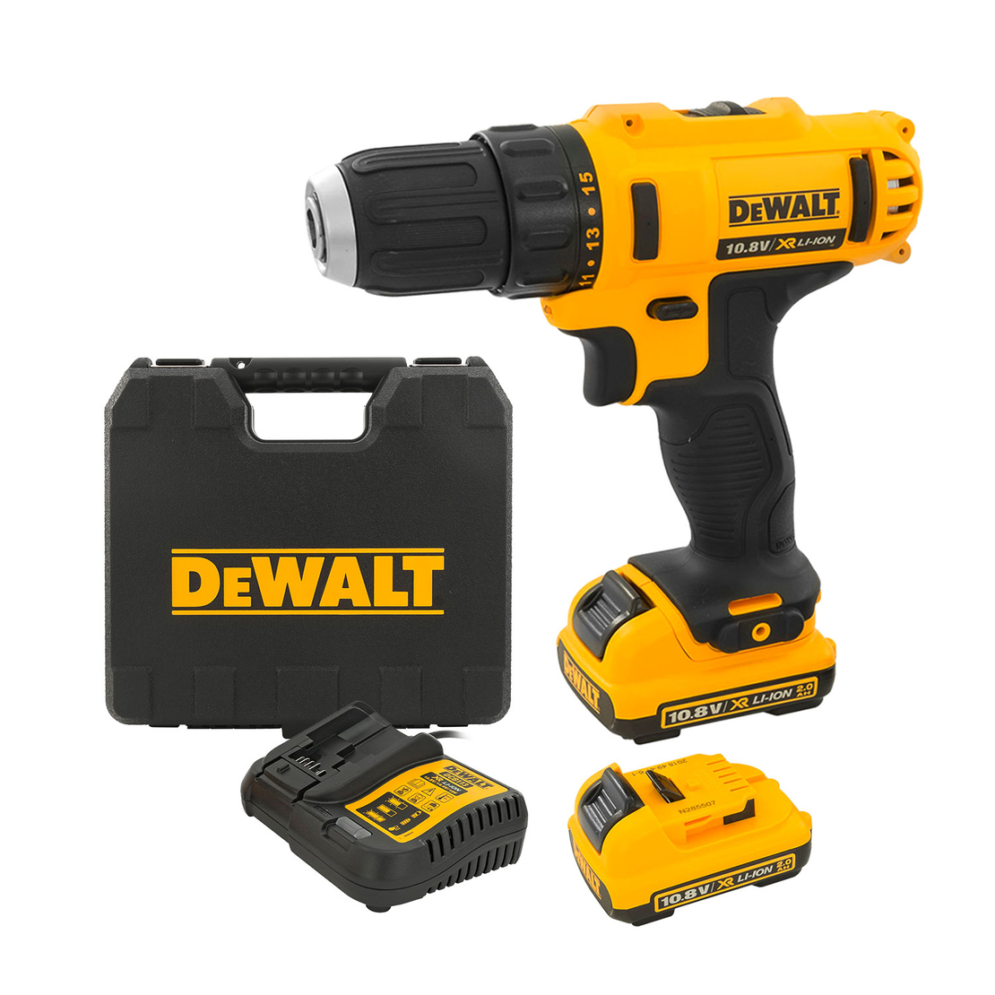 Акумулаторен винтоверт DeWALT с колекторен двигател с 2 батерии и зарядно, 10.8 V, 2 Ah, 24 Nm, 1-10 мм, DCD710D2