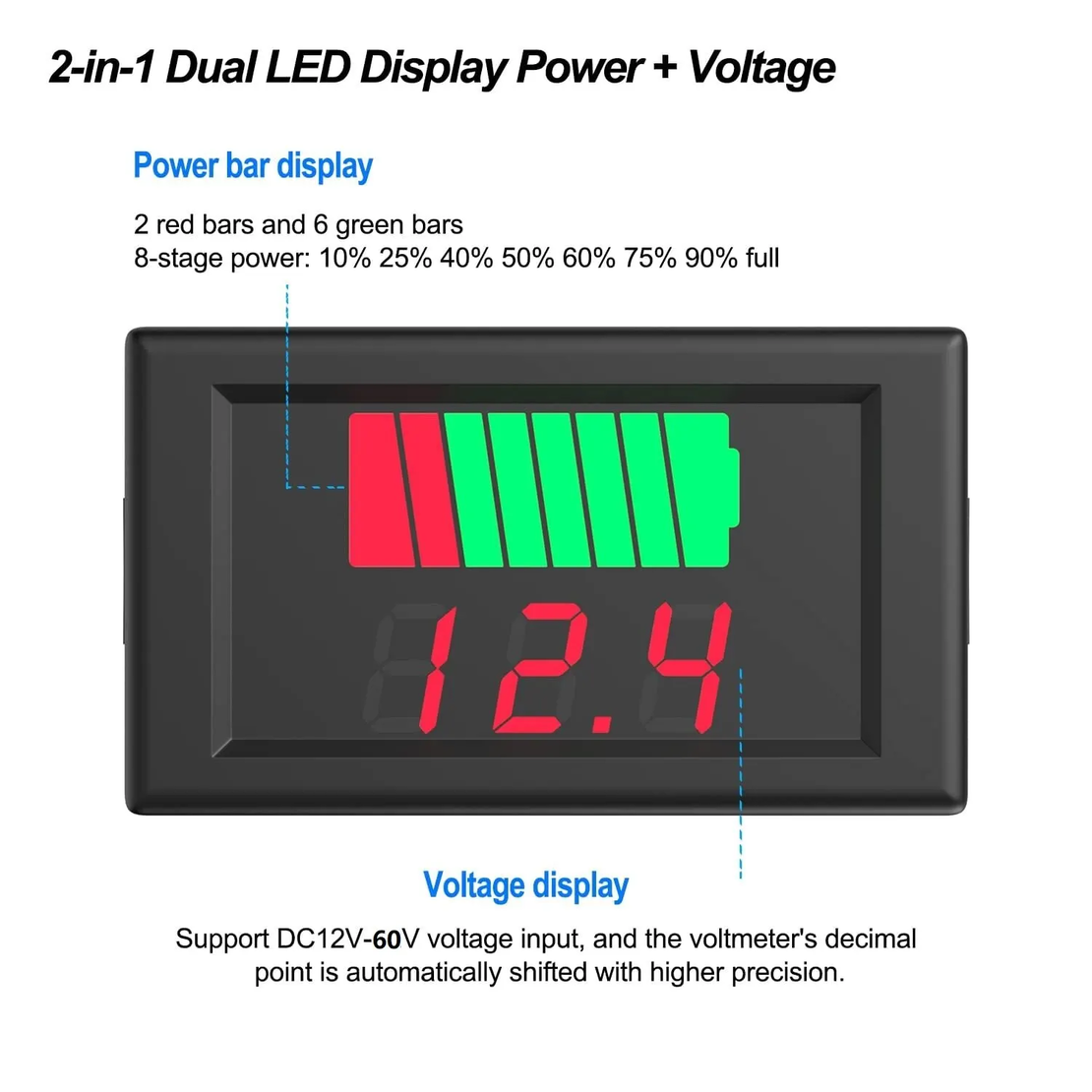 Волтметър  12v / 24v / 36v / 48v / 60v