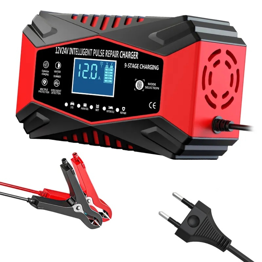 Смарт Импулсно Зарядно за Акумулатори 12v 12A / 24v 6A EU Standart