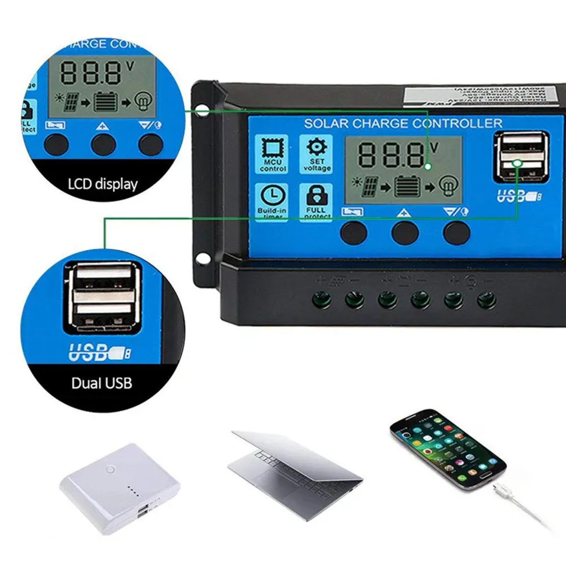 30А PWM Соларен Контролер - Lead Acid , Lifepo4 , LiIon , AGM ....