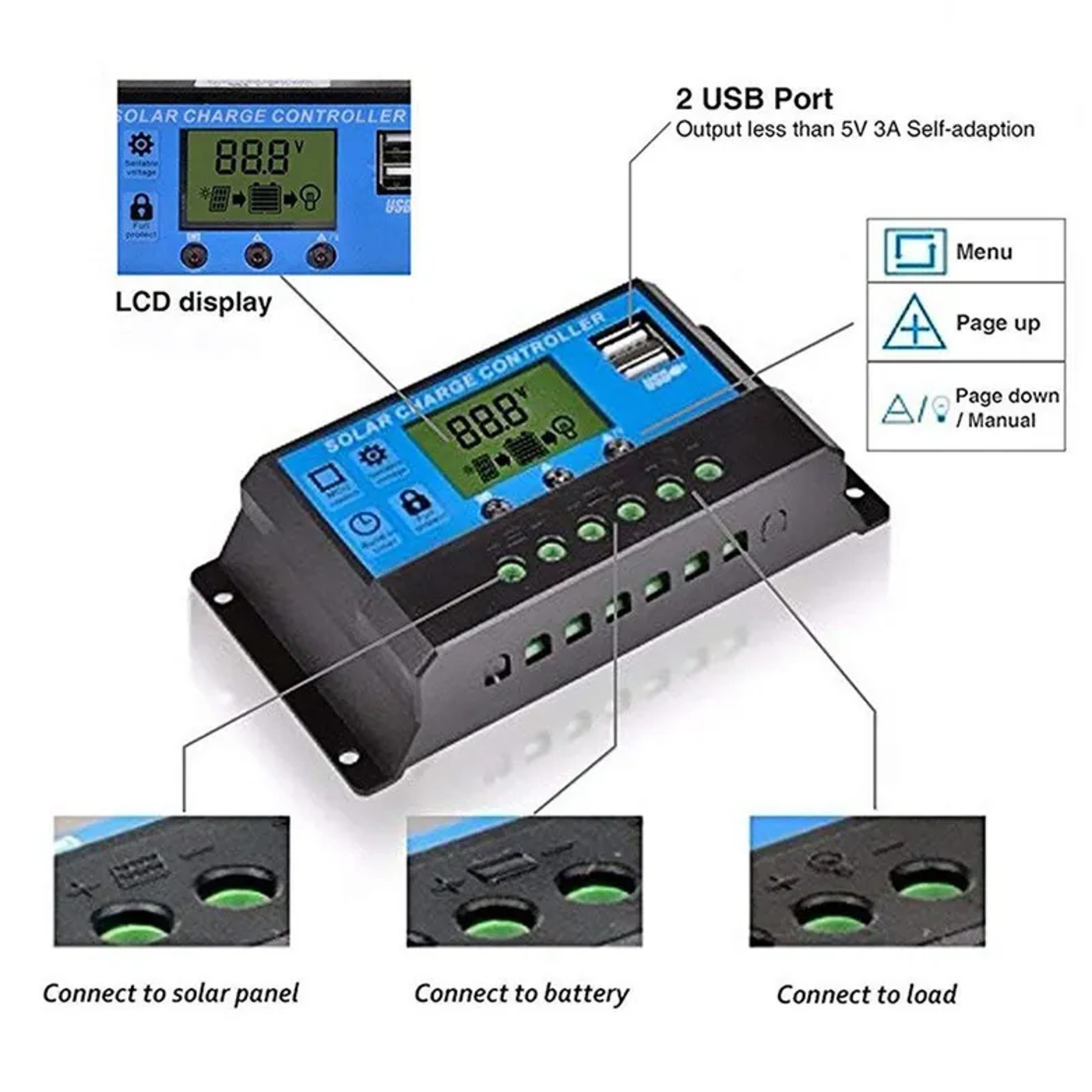 30А PWM Соларен Контролер - Lead Acid , Lifepo4 , LiIon , AGM ....