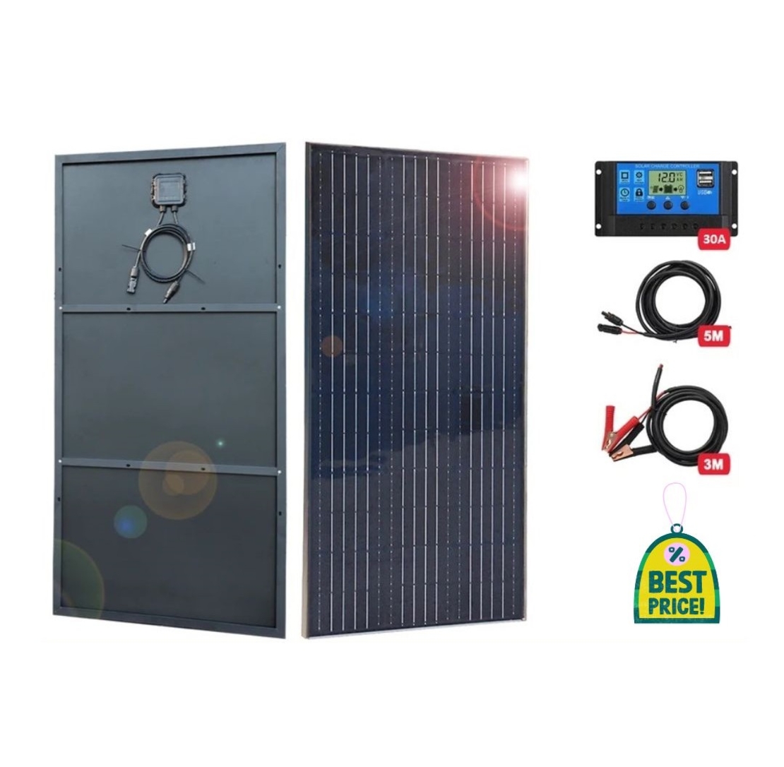 Комплект 150w соларен панел + 30А контролер + кабели 8м.