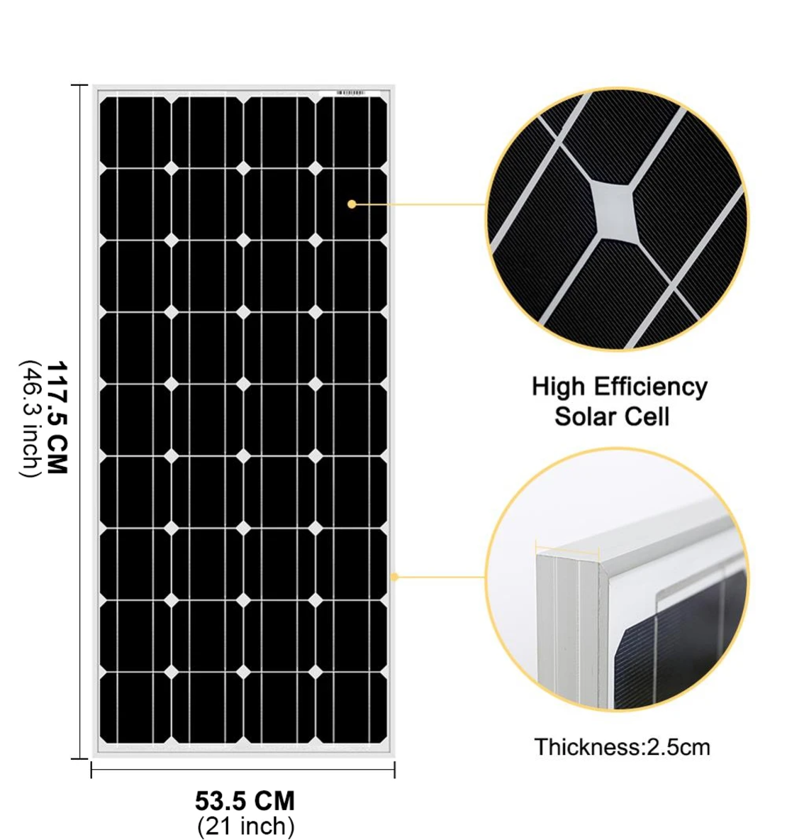 100w монокристален соларен панел 18v