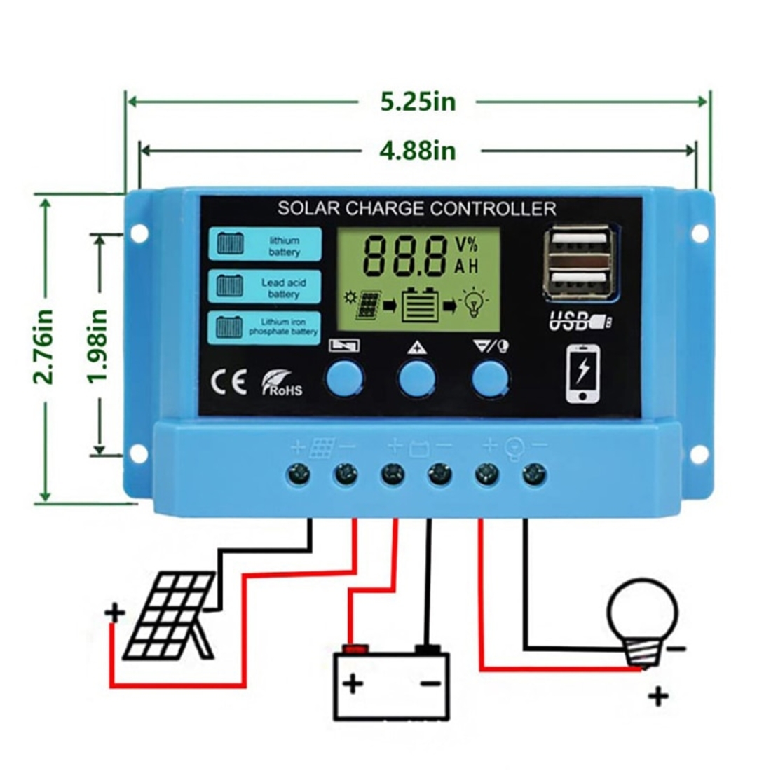 30А PWM Соларен Контролер - Lead Acid , Lifepo4 , LiIon , AGM ....
