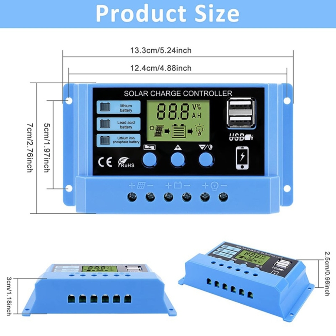 30А PWM Соларен Контролер - Lead Acid , Lifepo4 , LiIon , AGM ....