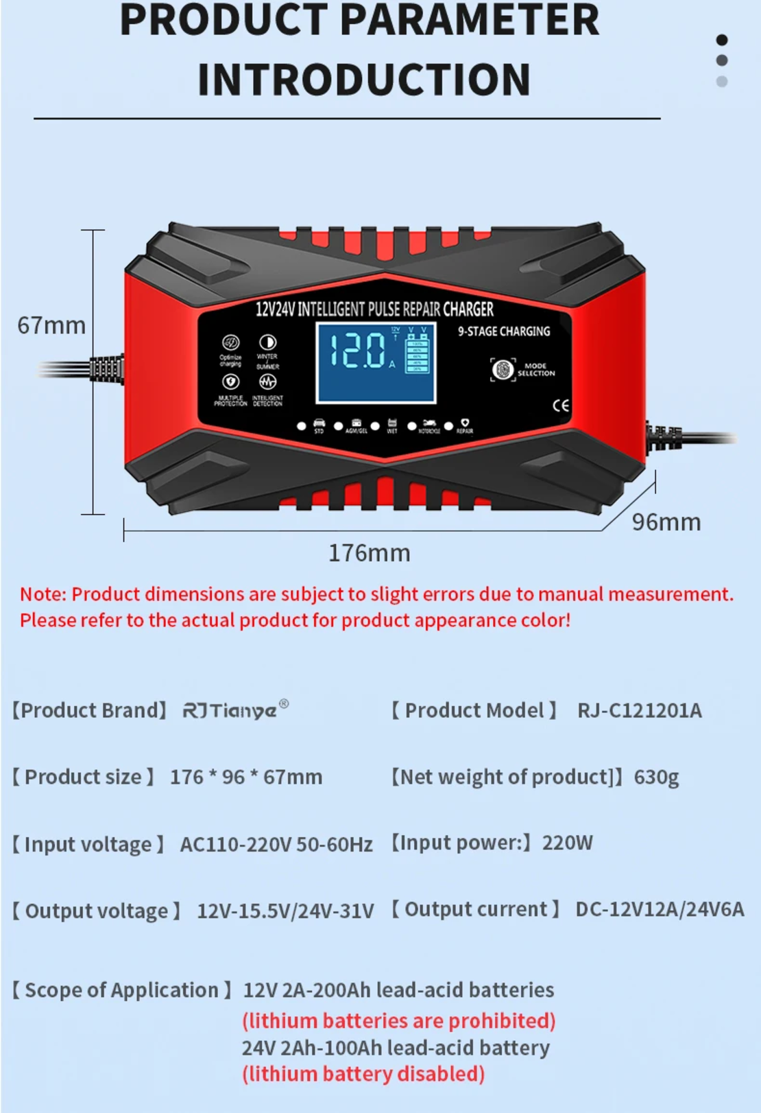 Смарт Импулсно Зарядно за Акумулатори 12v 12A / 24v 6A EU Standart
