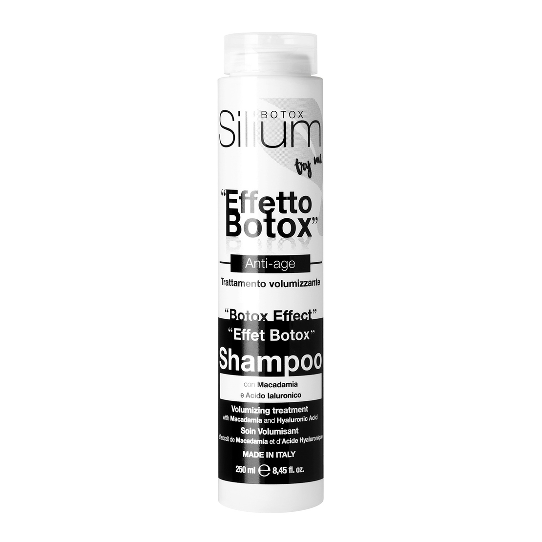 ШАМПОАН С ХИАЛУРОНОВА КИСЕЛИНА И МАСЛО ОТ МАКАДАМИЯ SILIUM BOTOX EFFECT ANTI-AGE SHAMPOO 250 МЛ