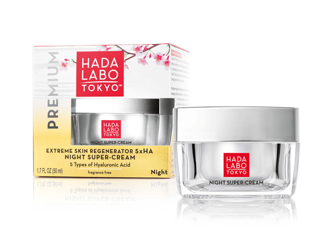 Нощен хидратиращ крем с 5 вида хиалуронова киселина, Hada Labo Night Super Cream, 50 мл