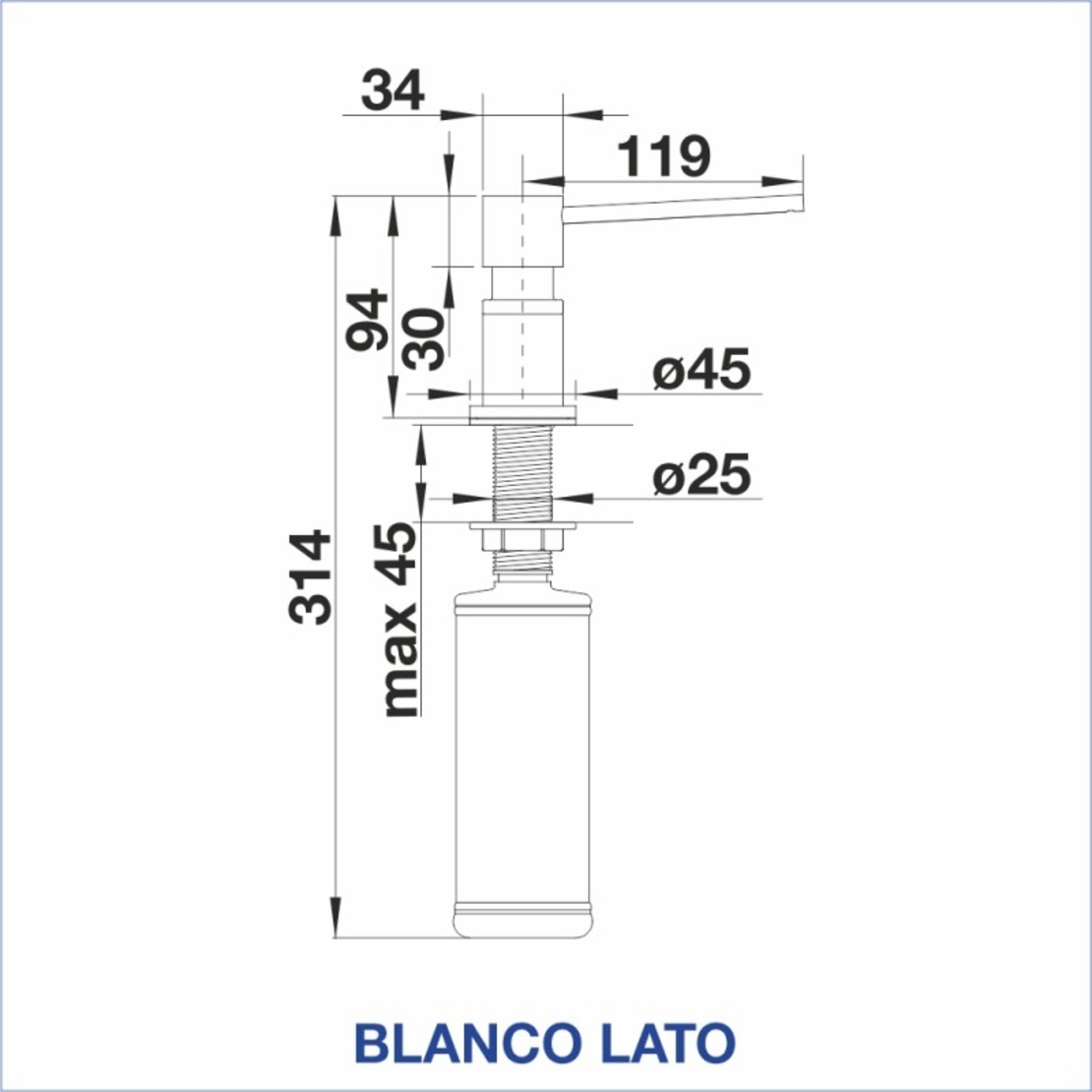 ДОЗАТОР BLANCO LATO ЧЕРЕН МАТ - ДОЗАТОРИ, 525789