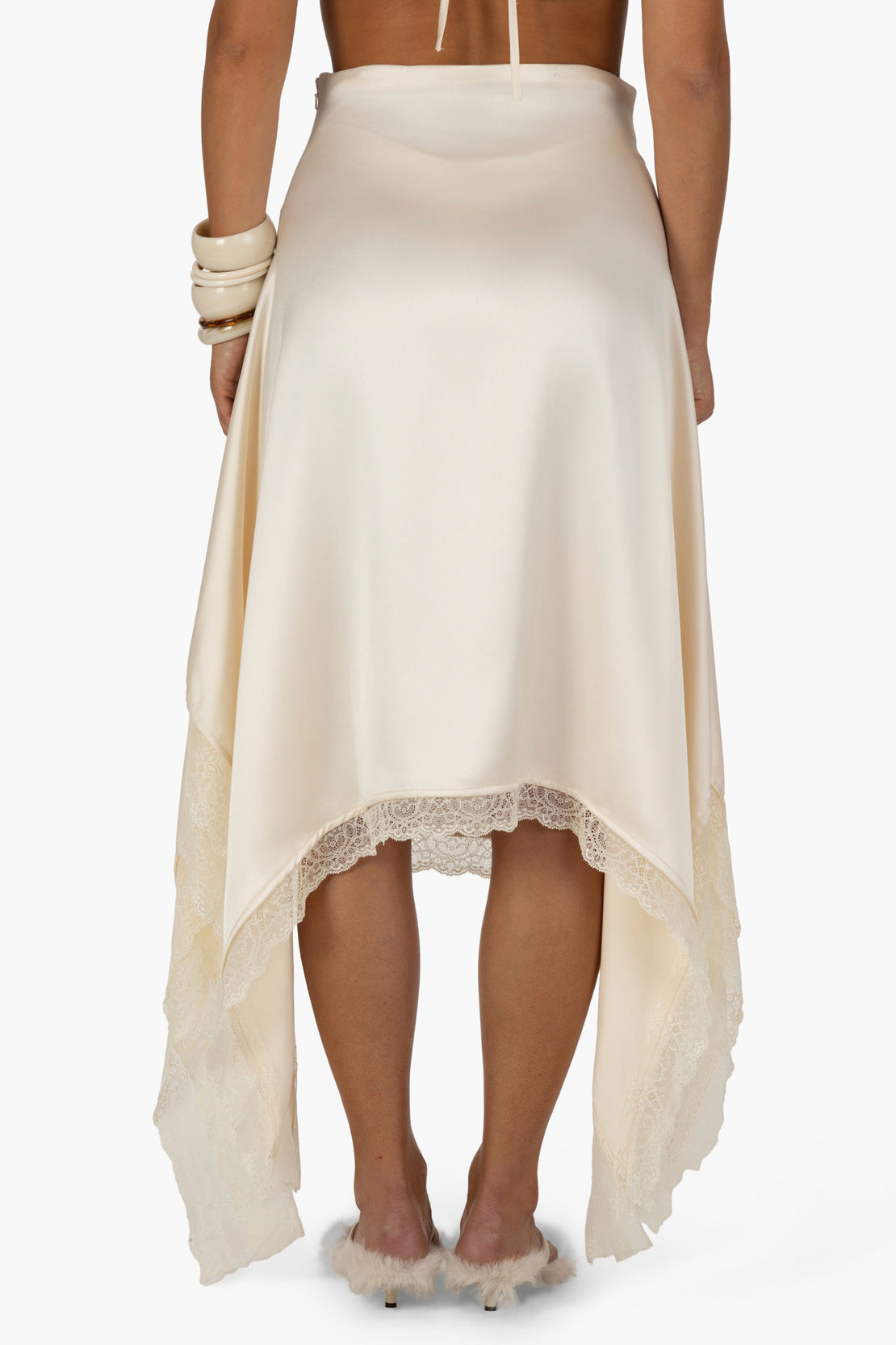 Thora asymmetric lace skirt