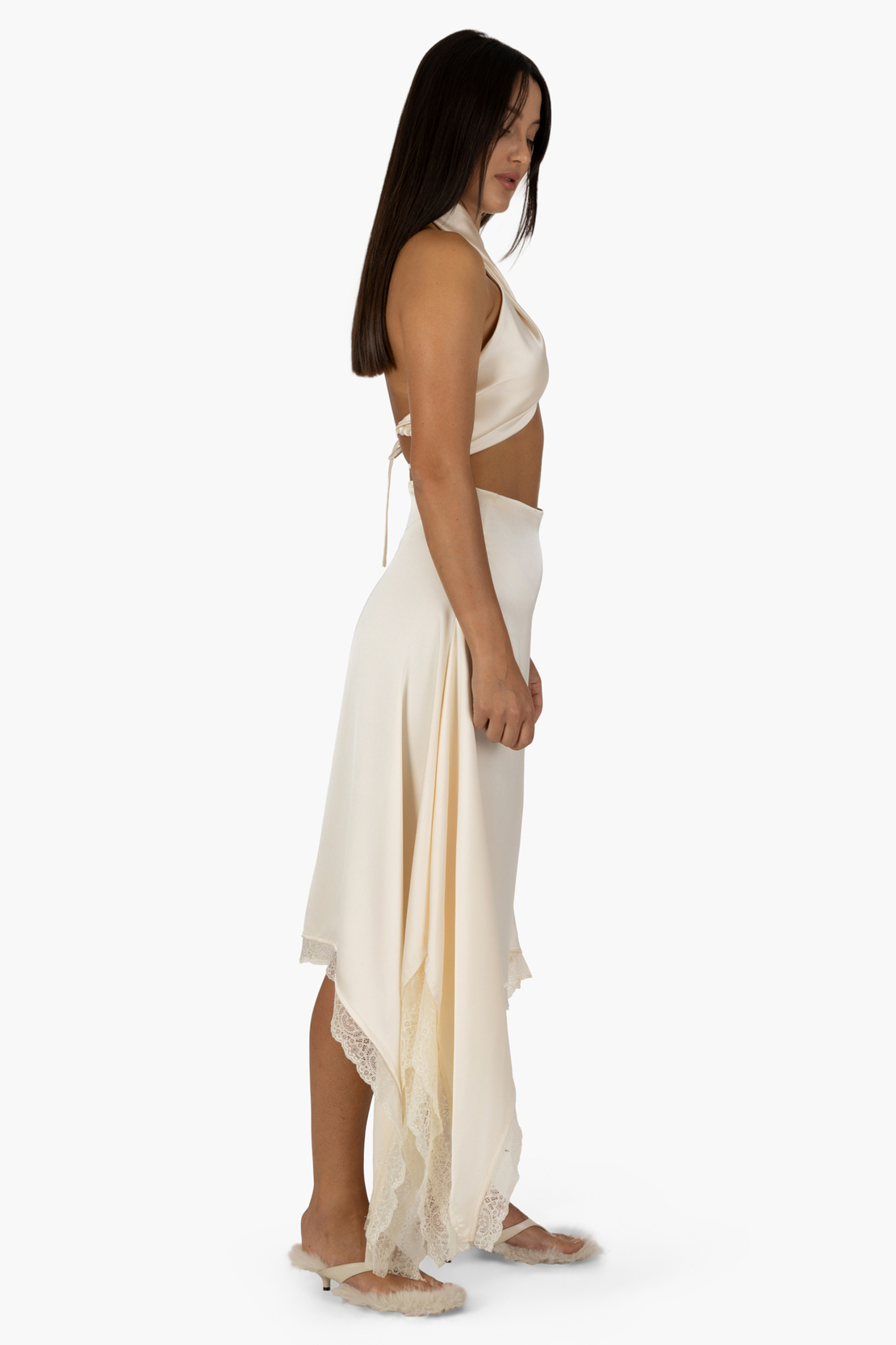 Thora asymmetric lace skirt