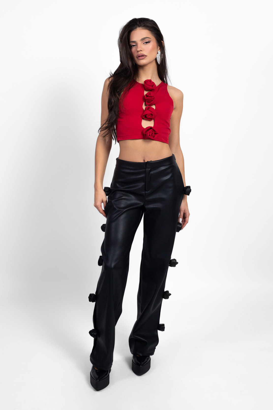 FLAME RED CUT OUT TOP