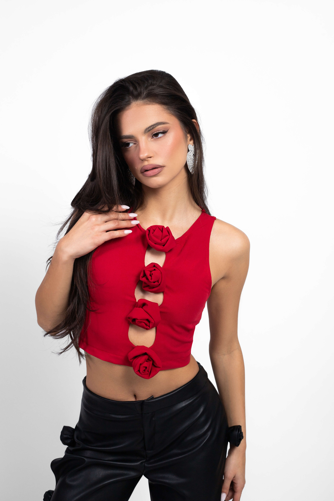 FLAME RED CUT OUT TOP