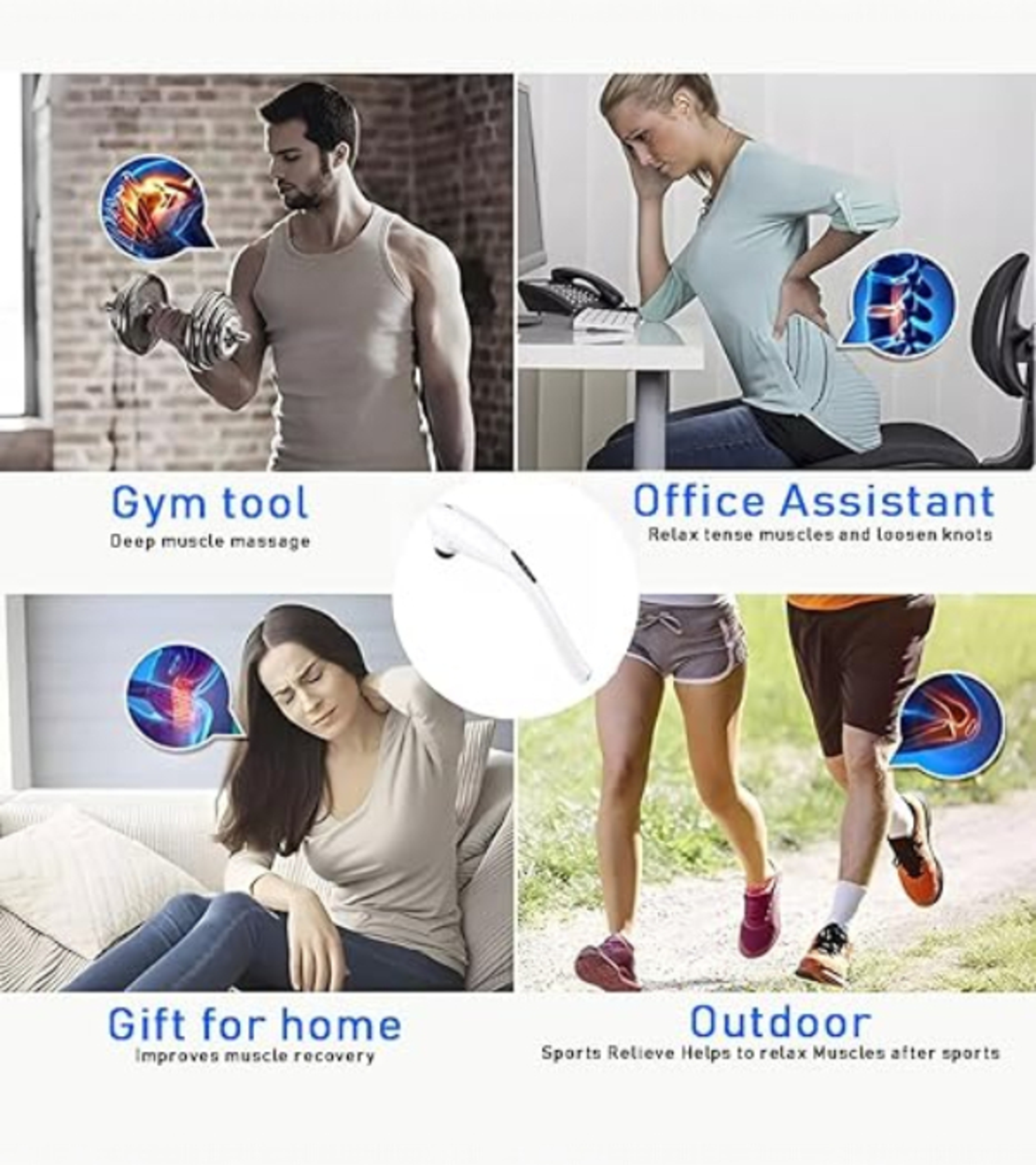 Ръчен масажор Oliver Voltz OV56520A, 12W, 4 режима на работа и 5 нива на интензивност, 5 глави, Бял