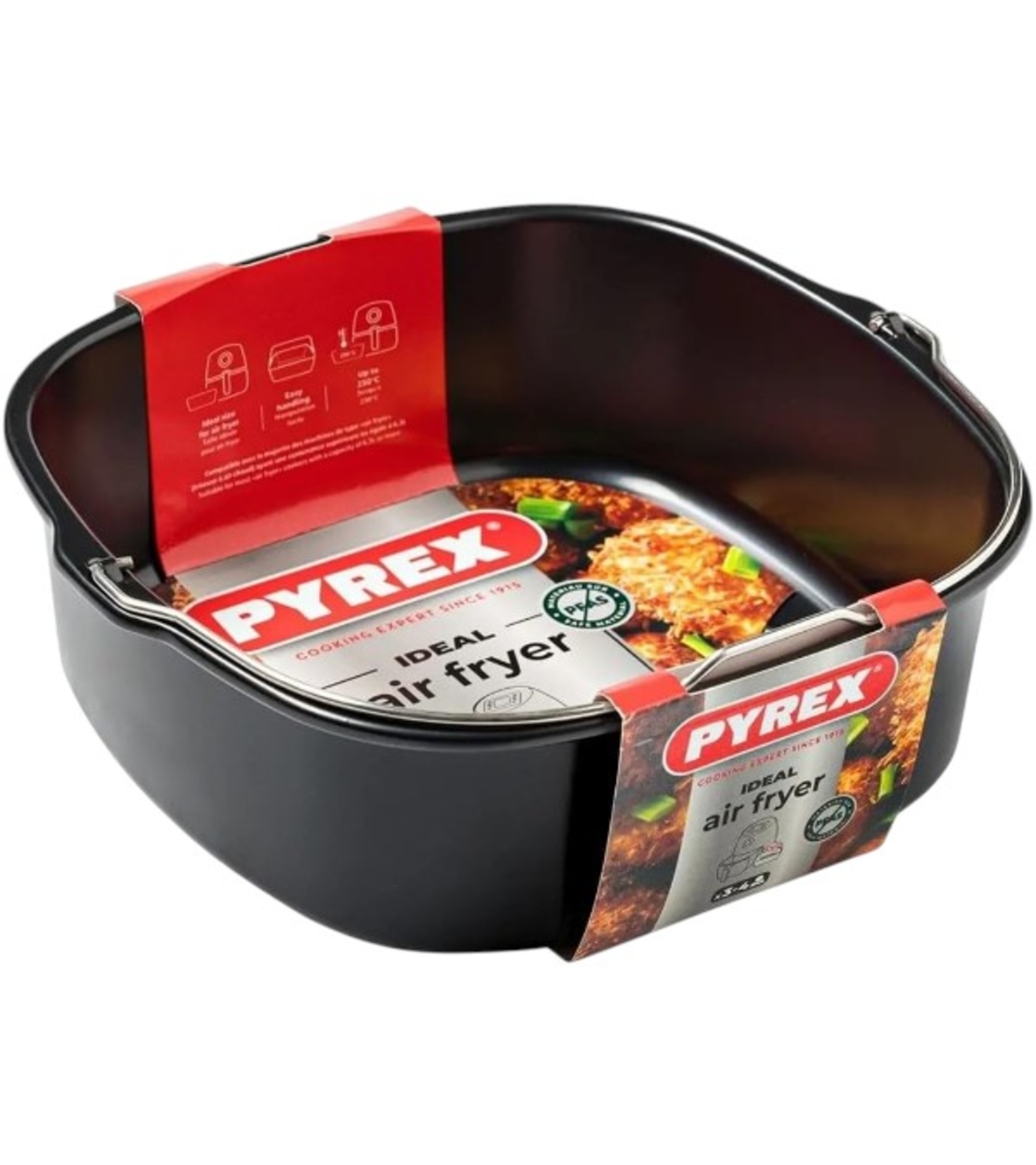 Съд за готвене в AirFryer квадратна 1.9литра 22х 21х 7.5см. с дръжки PYREX