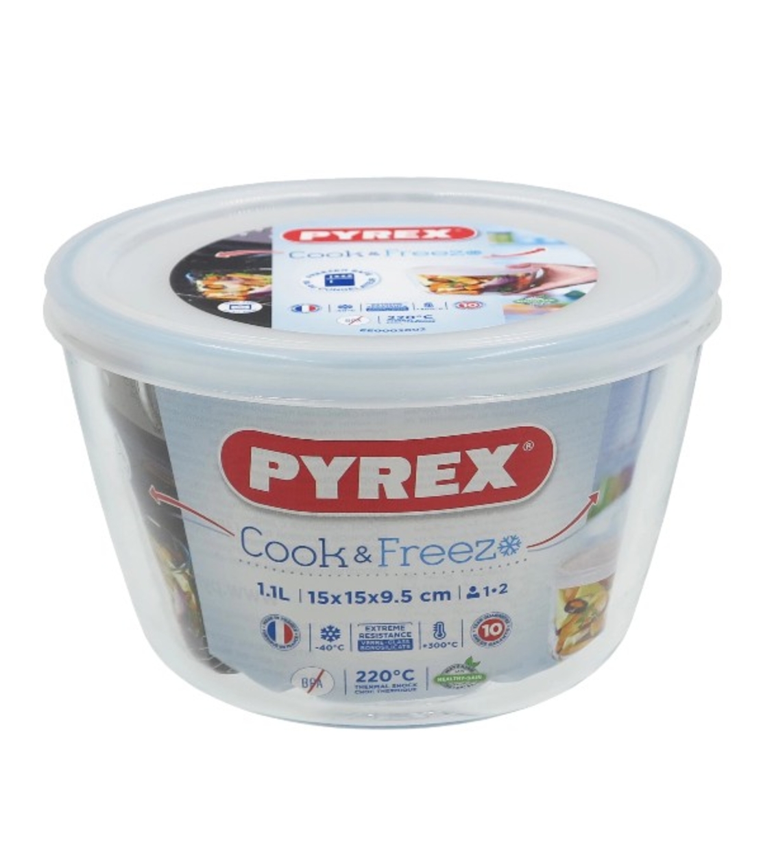 Купа с капак дълб.Pyrex 1.1л. -012390
