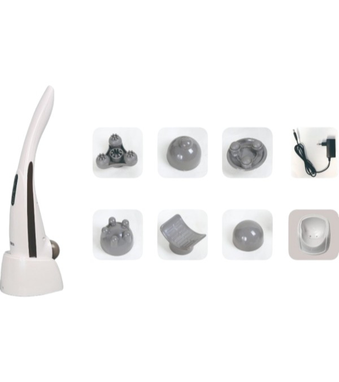 Ръчен масажор Oliver Voltz OV56520A, 12W, 4 режима на работа и 5 нива на интензивност, 5 глави, Бял