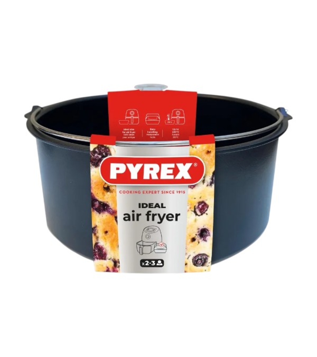 Съд за готвене в AirFryer кръгал 1.6литра 20х 19х 7.5см. с дръжки PYREX