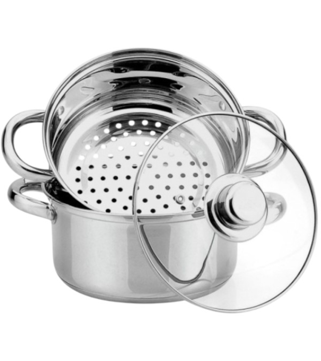 Комплект тенджери за готвене на пара , 18X8.5см.\2.5л., индукция