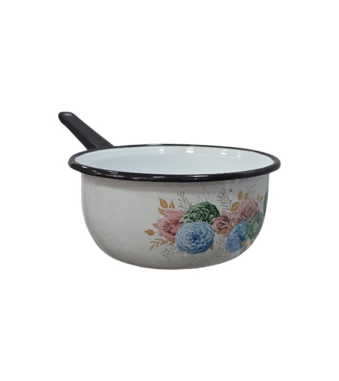 Касерола емайл 1.5л. Цветя бяла