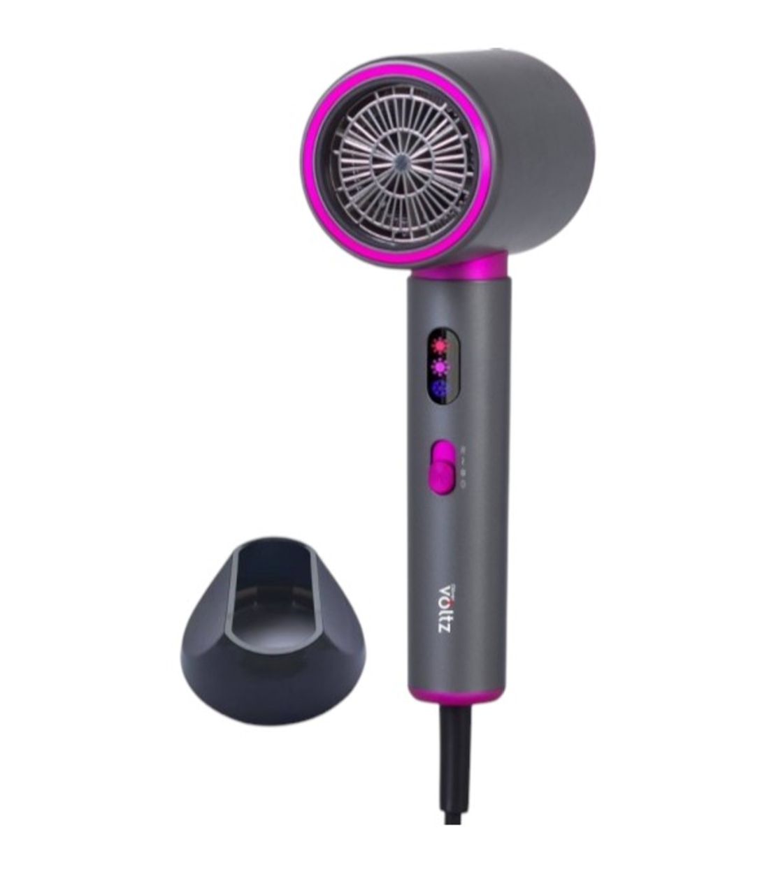 Сешоар Oliver Voltz OV51100R, 2200W, Управление с един бутон, защита от прегряване, Сив/Розов