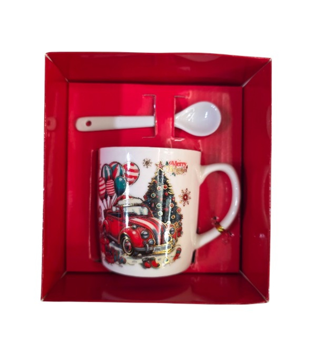 Коледна чаша с дръжка и лъжица в кутия 210мл.ZH274B