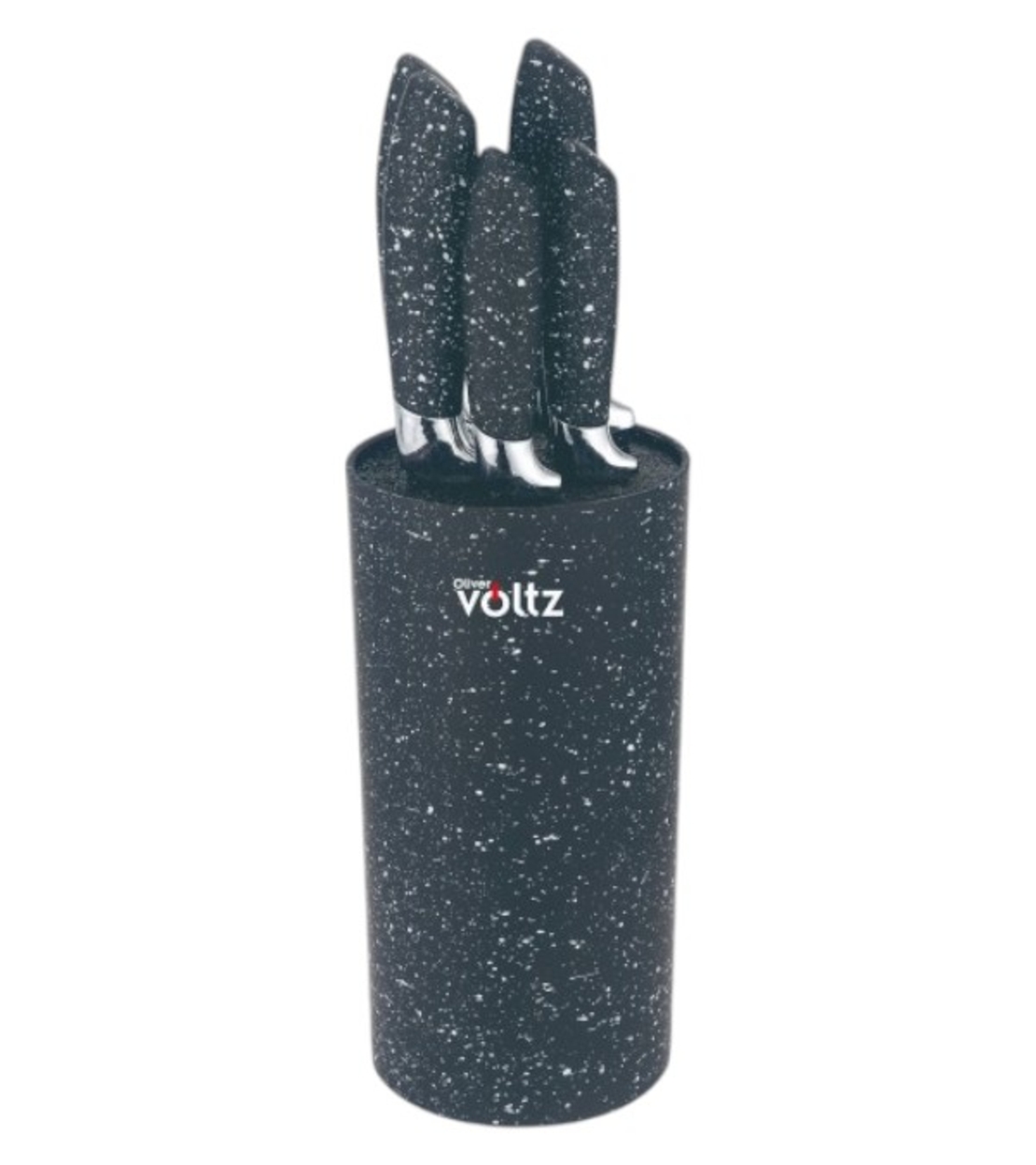 Комплект ножове Oliver Voltz OV51633G5, 5броя, Мраморно покритие, с поставка, Черен меланж