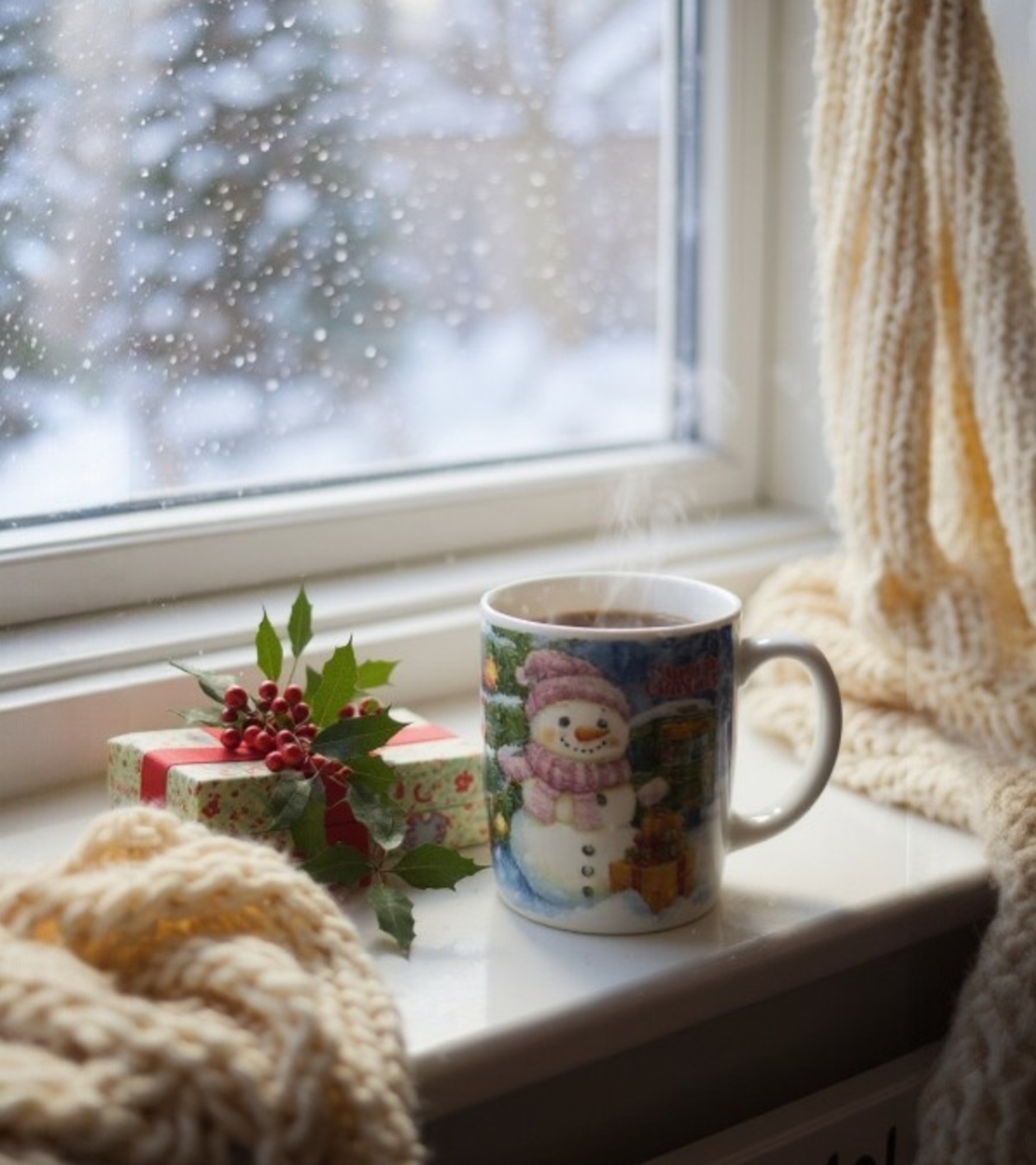 Коледна чаша с дръжка и лъжица в кутия 210мл.ZH278B