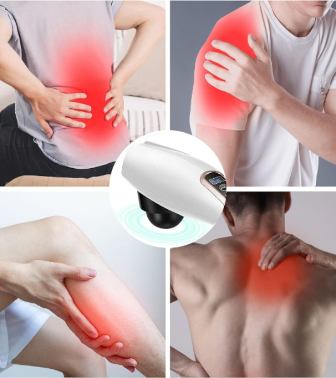 Ръчен масажор Oliver Voltz OV56520A, 12W, 4 режима на работа и 5 нива на интензивност, 5 глави, Бял