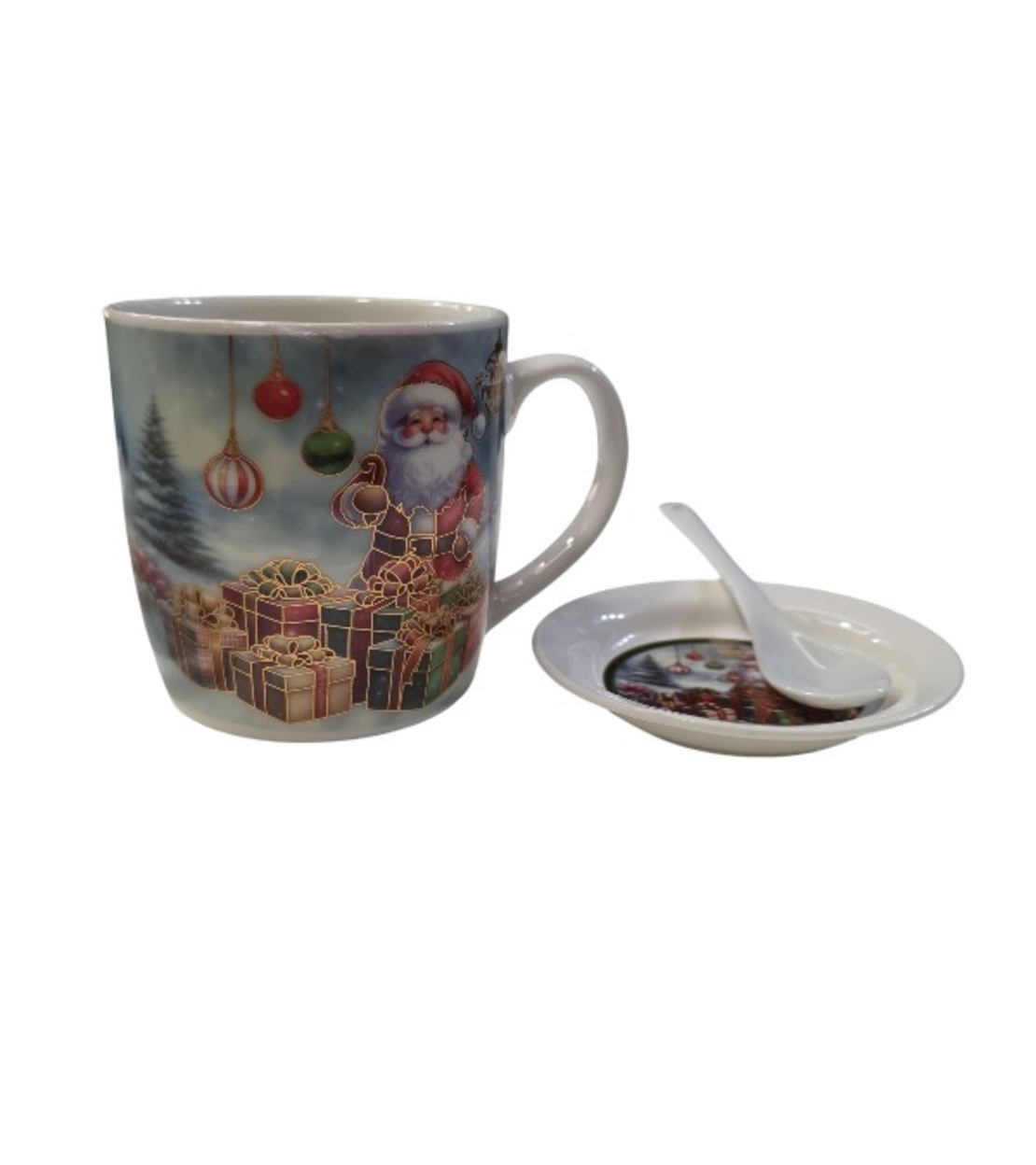 Коледна чаша с капак и лъжица 350мл.Q-43B